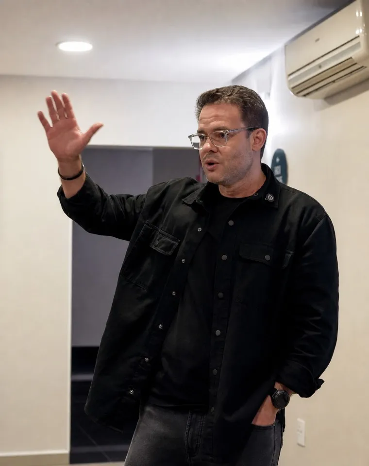 João Paulo Pereira falando para uma turma do treinamento presencial